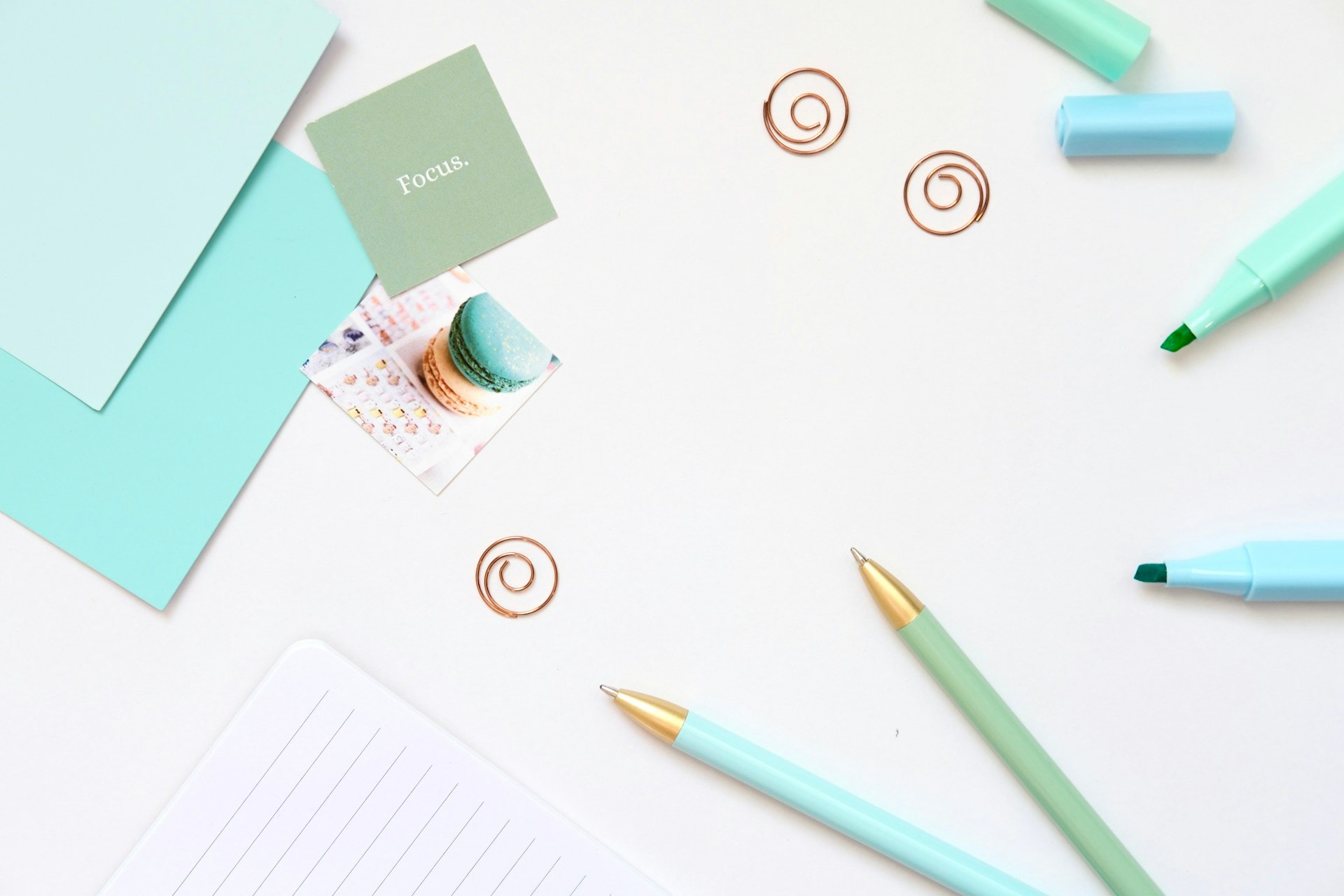Stationery, notebooks, and pens